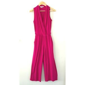 Trina Turk XS Sleeveless Wrap Jumpsuit Fuchsia Pink Wide Leg Made in California